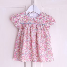 Photo Blouse liberty créatrice 4 pommes + barette 36 mois